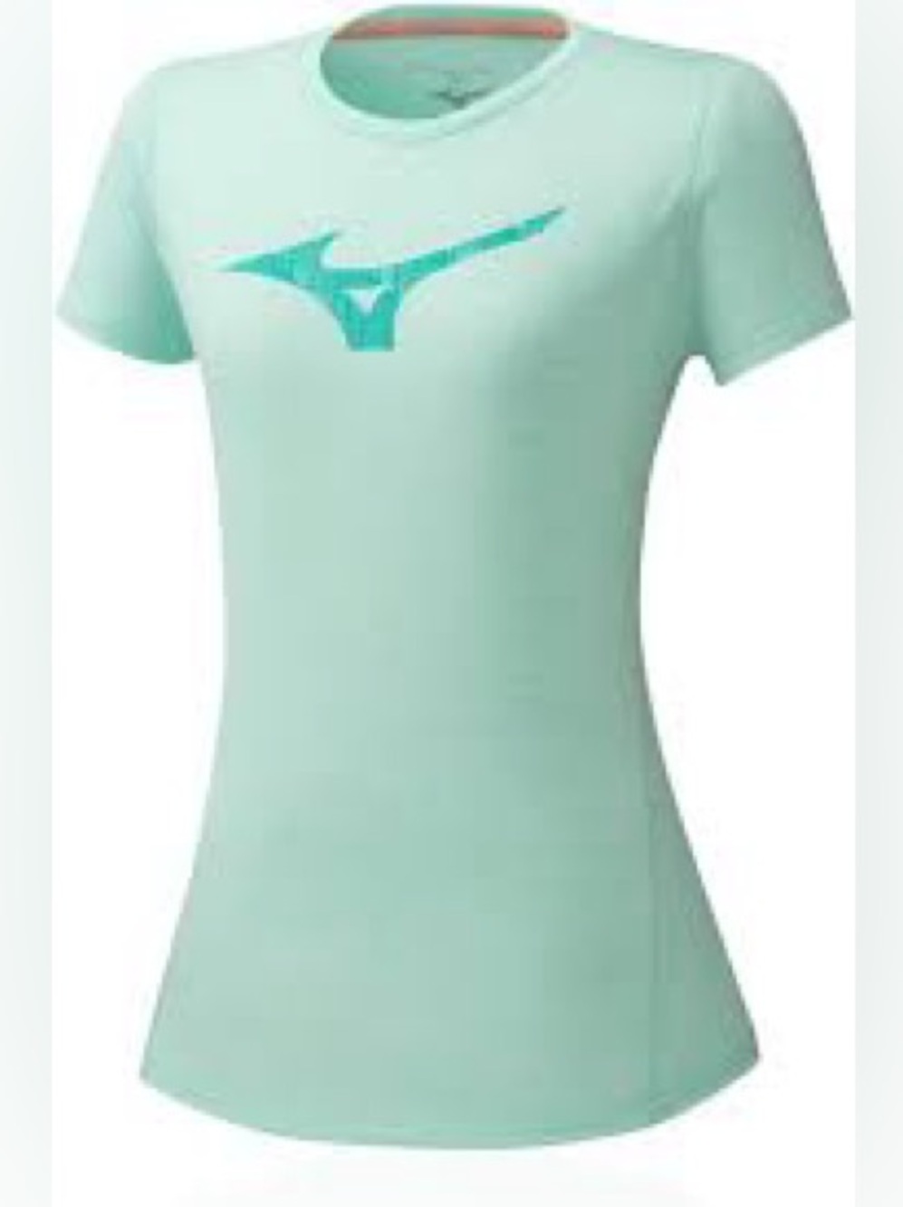 Mizuno Mint Short-Sleeve Logo Tee with Teal Emblem